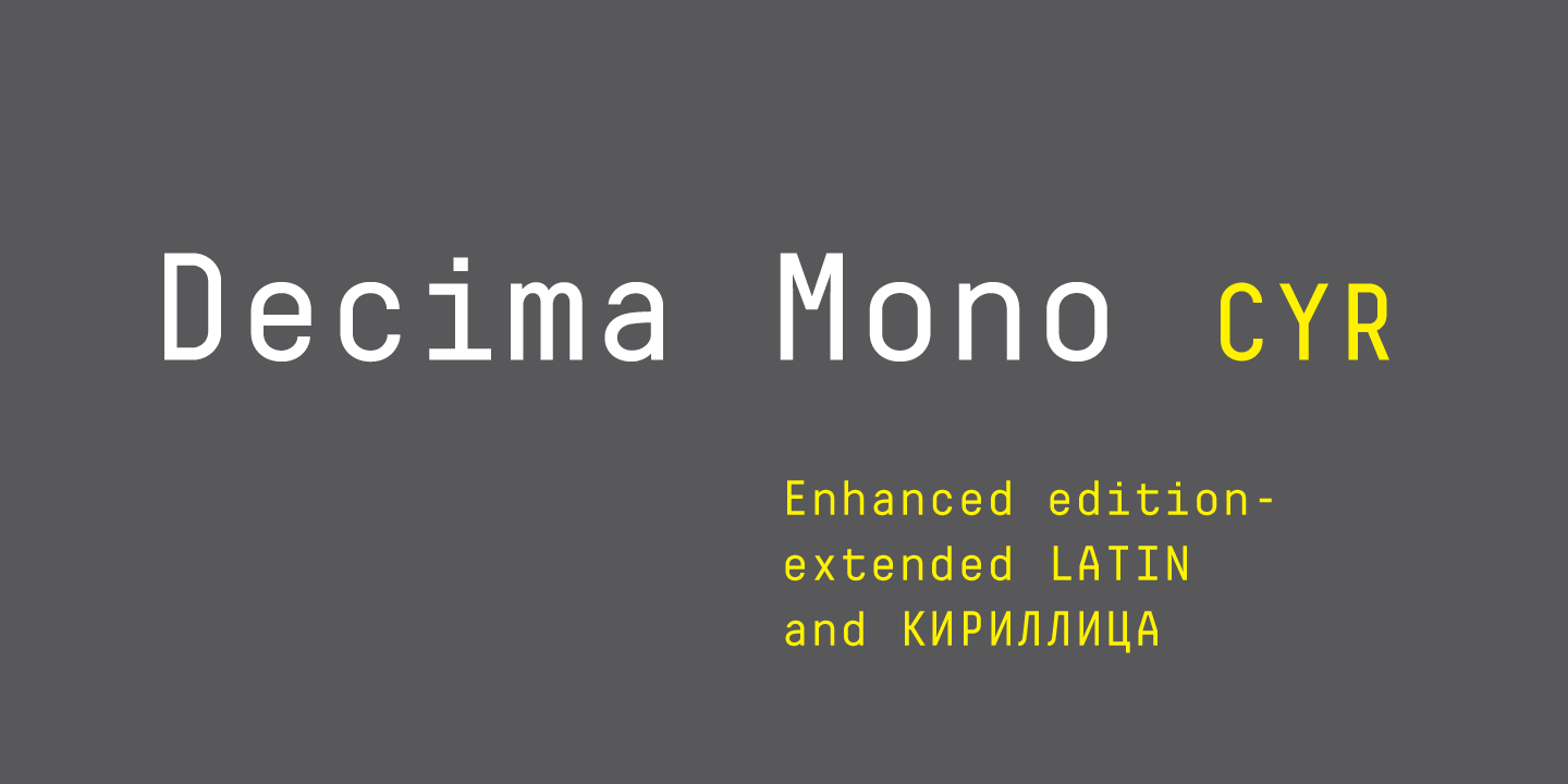 Beispiel einer Decima Mono Cyr-Schriftart